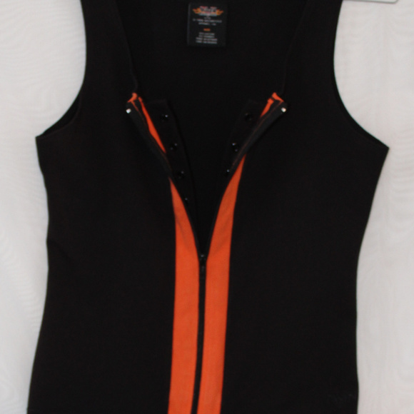 V Twin Tops - V Twin Black and Orange Full Zip Tank
